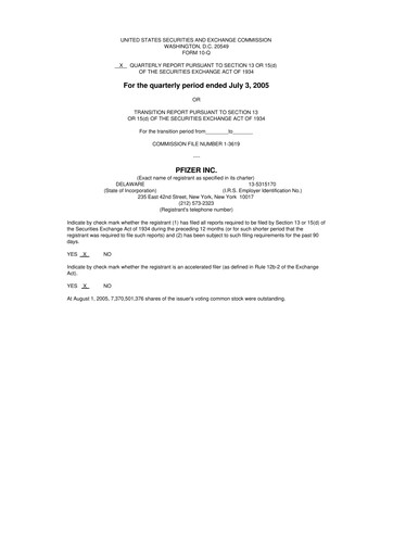 Miniature Pfizer 10-Q Rapport trimestriel  