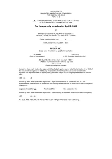 Miniature Pfizer 10-Q Rapport trimestriel  