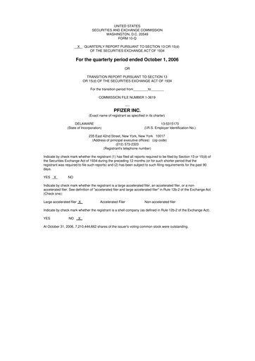 Thumbnail Pfizer 10-Q Quarterly Report FY 