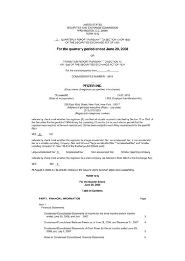 Miniature Pfizer 10-Q Rapport trimestriel  