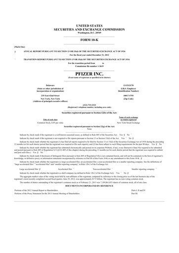 Thumbnail Pfizer 10-K Annual Report 2012