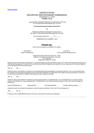 Thumbnail Pfizer 10-Q Quarterly Report FY2013 