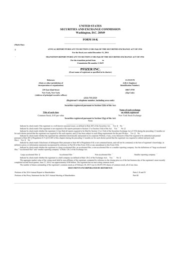 Thumbnail Pfizer 10-K Annual Report 2014