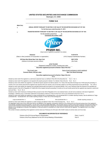 Thumbnail Pfizer 10-K Annual Report 2015