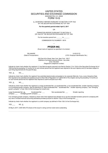 Thumbnail Pfizer 10-Q Quarterly Report FY2017 