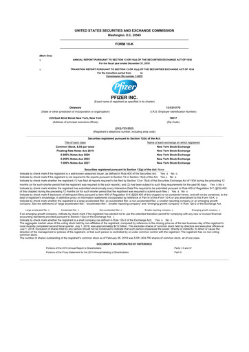 Thumbnail Pfizer 10-K Annual Report 2018