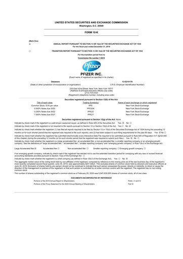 Thumbnail Pfizer 10-K Annual Report 2019