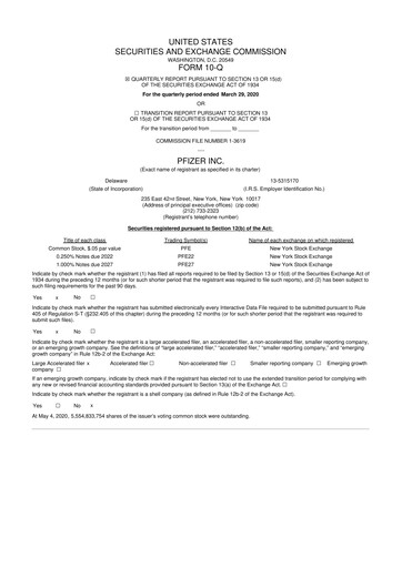 Thumbnail Pfizer 10-Q Quarterly Report FY2020 