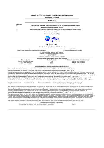 Thumbnail Pfizer 10-K Annual Report 2020