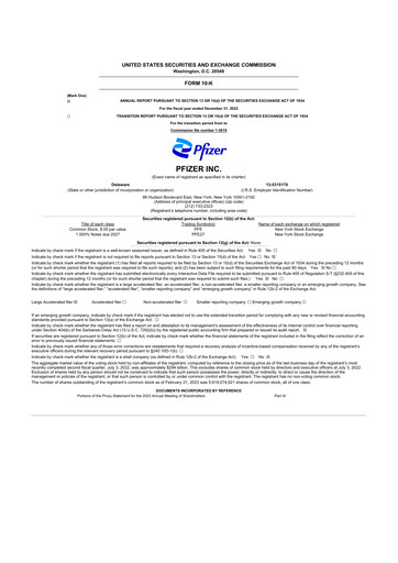 Thumbnail Pfizer 10-K Annual Report 2022