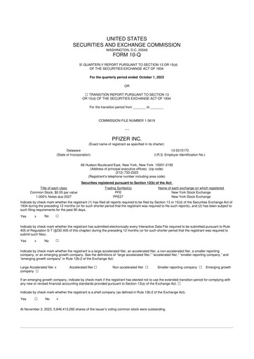 Thumbnail Pfizer 10-Q Quarterly Report FY2023 