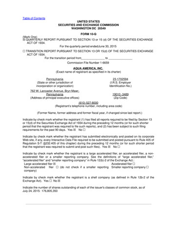 Thumbnail Essential Utilities
 10-Q Quarterly Report FY2015 