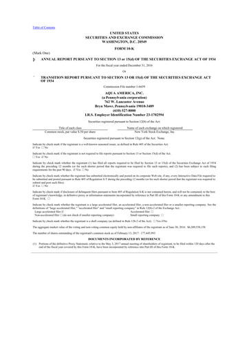 Thumbnail Essential Utilities
 10-K Annual Report 2016