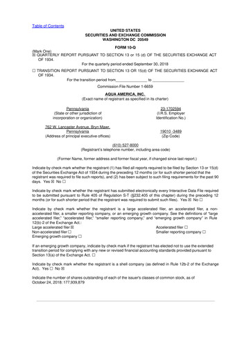 Thumbnail Essential Utilities
 10-Q Quarterly Report FY2018 
