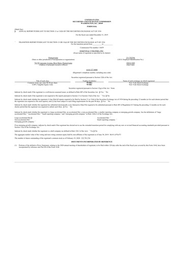 Thumbnail Essential Utilities
 10-K Annual Report 2019