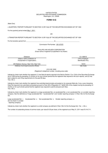 Thumbnail PVH Corp.
 10-Q Quarterly Report FY2011 
