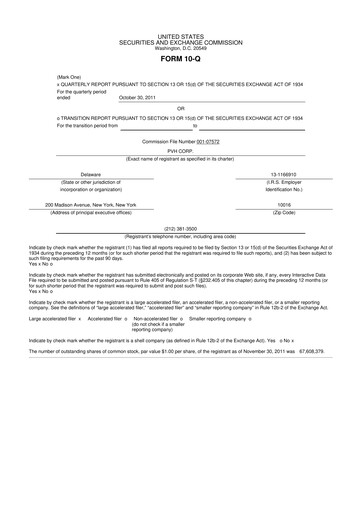 Thumbnail PVH Corp.
 10-Q Quarterly Report FY2011 