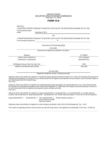 Thumbnail PVH Corp.
 10-Q Quarterly Report FY2013 