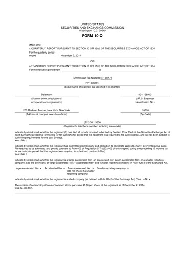Thumbnail PVH Corp.
 10-Q Quarterly Report FY2014 