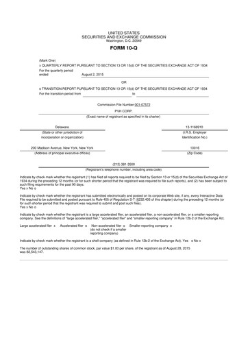Thumbnail PVH Corp.
 10-Q Quarterly Report FY2015 