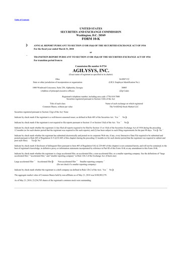 Thumbnail Agilysys 10-K Annual Report 2018