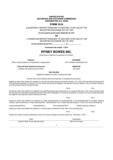 Thumbnail Pitney Bowes 10-Q Quarterly Report FY2012 