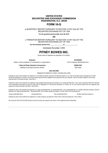 Thumbnail Pitney Bowes 10-Q Quarterly Report FY2013 