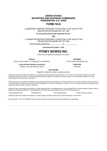 Thumbnail Pitney Bowes 10-Q Quarterly Report FY2013 