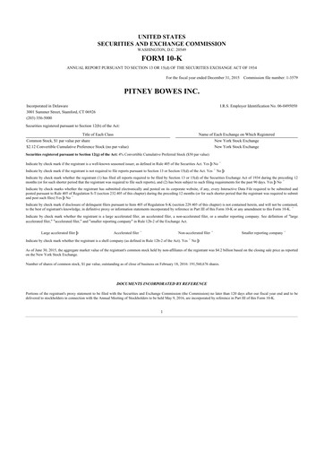 Thumbnail Pitney Bowes 10-K Annual Report 2015