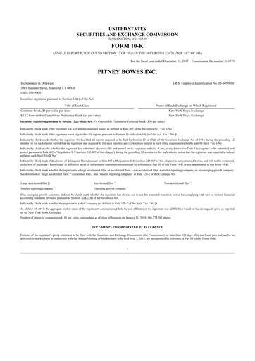 Thumbnail Pitney Bowes 10-K Annual Report 2017