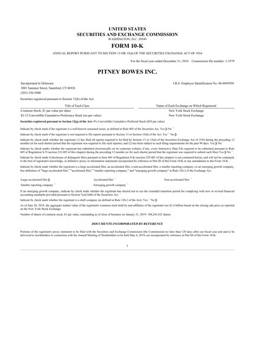 Thumbnail Pitney Bowes 10-K Annual Report 2018