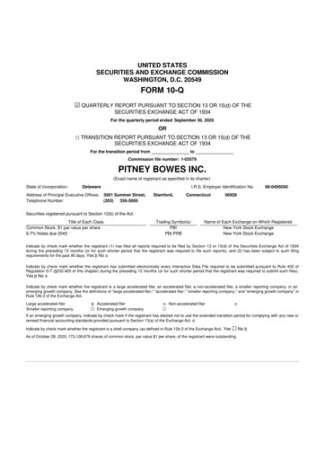 Thumbnail Pitney Bowes 10-Q Quarterly Report FY2020 