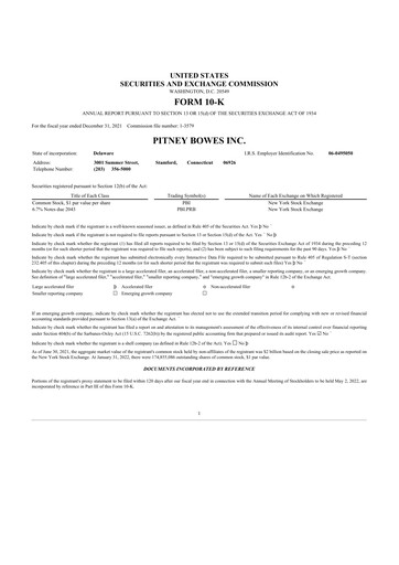 Thumbnail Pitney Bowes 10-K Annual Report 2021