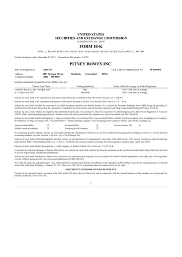 Thumbnail Pitney Bowes 10-K Annual Report 2022