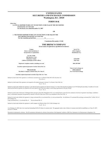 Thumbnail Brink's
 10-K Annual Report 