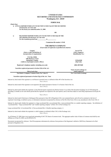 Thumbnail Brink's
 10-K Annual Report 