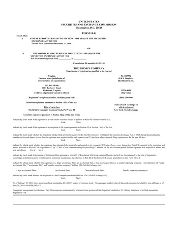 Thumbnail Brink's
 10-K Annual Report 2010