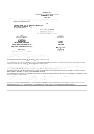 Thumbnail Brink's
 10-K Annual Report 2012