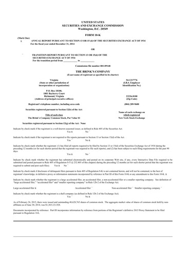 Thumbnail Brink's
 10-K Annual Report 2014