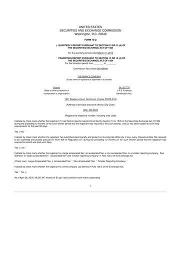 Thumbnail Brink's
 10-Q Quarterly Report FY2016 