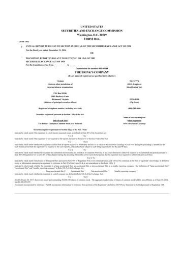 Thumbnail Brink's
 10-K Annual Report 2016