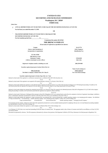 Thumbnail Brink's
 10-K Annual Report 2018