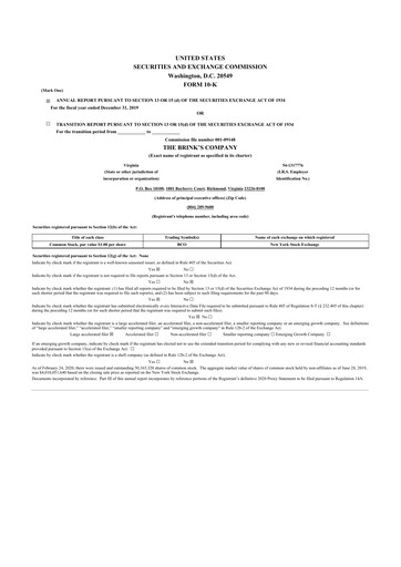 Thumbnail Brink's
 10-K Annual Report 2019