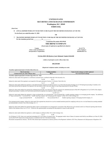 Thumbnail Brink's
 10-K Annual Report 2020