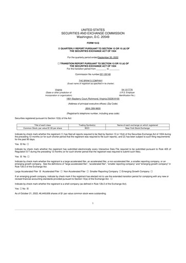 Thumbnail Brink's
 10-Q Quarterly Report FY2022 