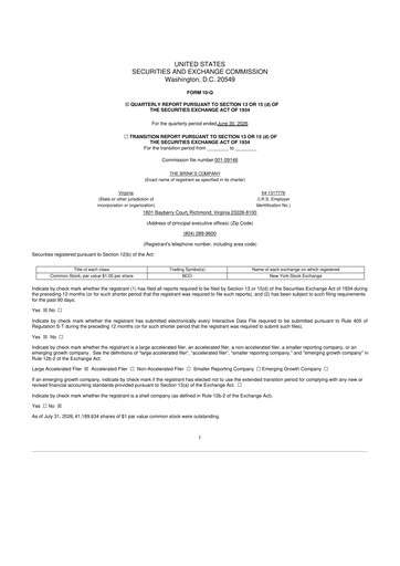 Miniature Brink's
 10-Q Rapport trimestriel 2026 