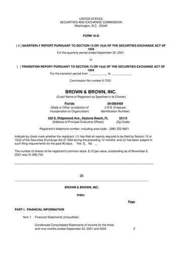 Thumbnail Brown & Brown
 10-Q Quarterly Report FY 