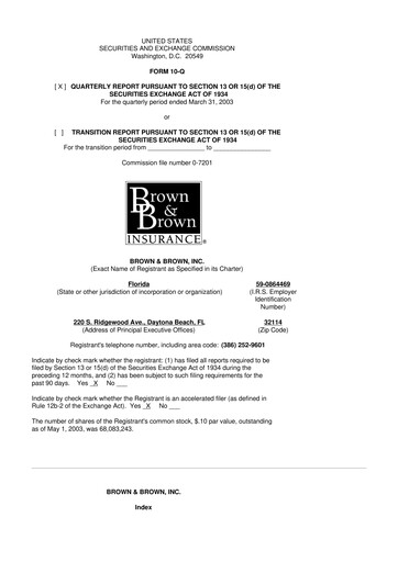 Vorschaubild Brown & Brown
 10-Q Quartalsbericht  