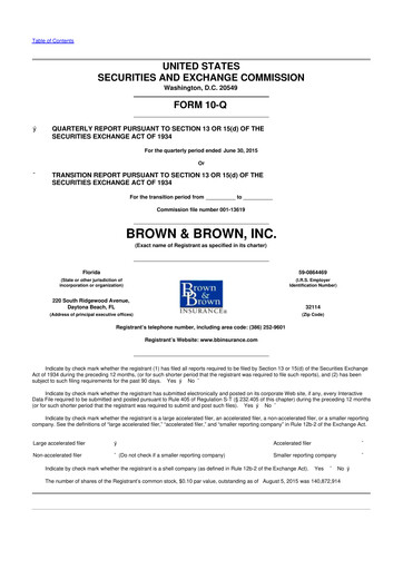 Thumbnail Brown & Brown
 10-Q Quarterly Report FY2015 