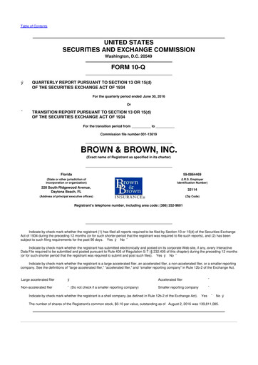 Thumbnail Brown & Brown
 10-Q Quarterly Report FY2016 